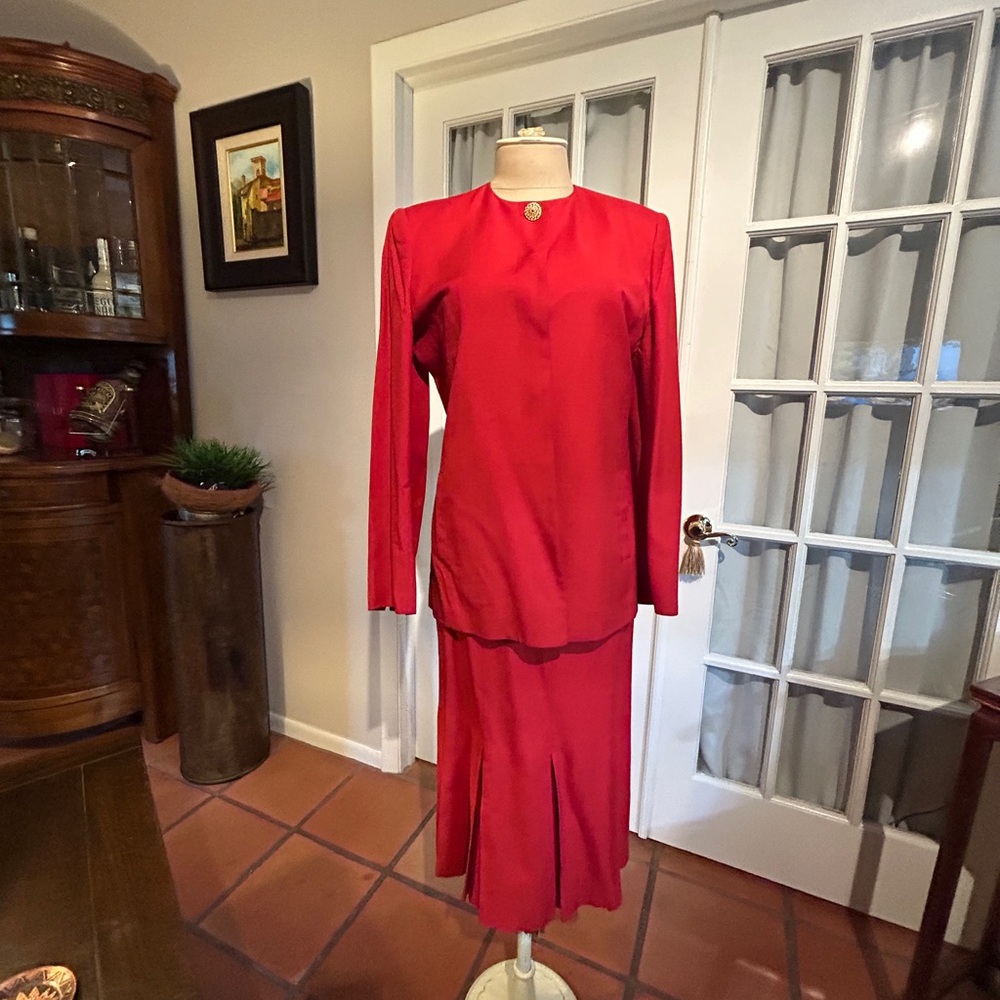Dior Red Pencil Skirt Set